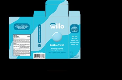 Willo Bubble Twist Dye Free Box (Willo 2oz Box Bubble Twist Dyefree Fluoride Dentalbrite 005)